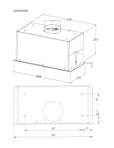 Okap kuchenny Amica OMP 6555BG - widok z przodu 2