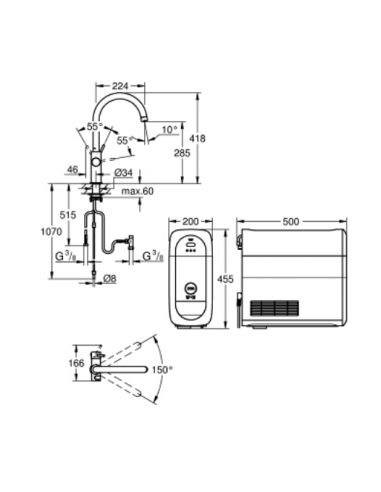 31455DC1 GROHE BLUE HOME ZESTAW STARTOWY Z WYLEWKĄ W KSZTAŁCIE C - widok z boku