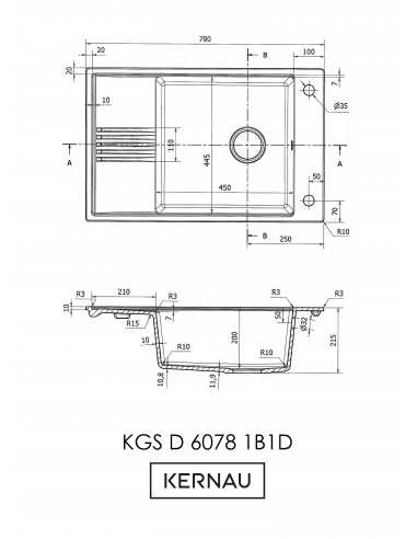Zlew Kernau KGS D 6078 1B1D Deep Black - widok z tyłu