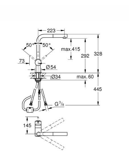 Grohe Bateria Vento 30436000 chrom - szczegóły produktu