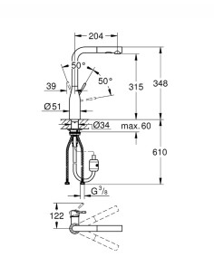 Grohe Bateria Accent 30432DC0 stal nierdzewna - widok z przodu 2