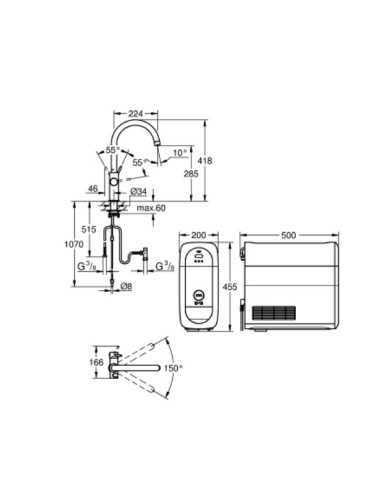 31455AL1 Grohe Blue Home Zestaw Startowy z wylewką w kształcie C - widok z boku