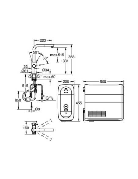 31539000 Grohe Blue Home Zestaw Startowy z wylewką w kształcie L - widok z boku