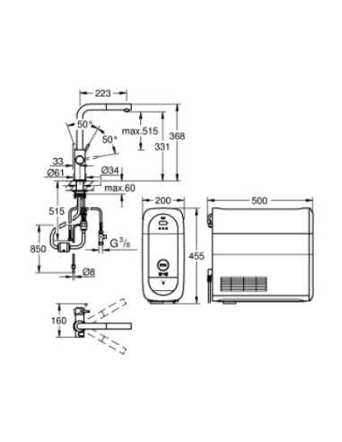 31539DC0 Grohe Blue Home Zestaw Startowy z wylewką w kształcie L - widok z boku