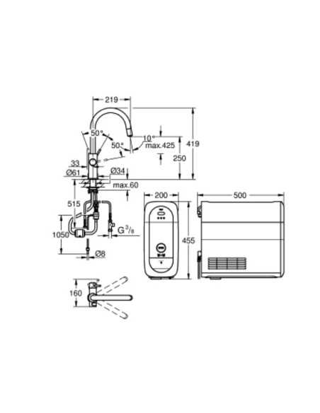 31541DC0 Grohe Blue Home Zestaw Startowy z wylewką w kształcie C - widok z boku