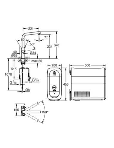 31454KS1 Grohe Blue Home Zestaw Startowy z wylewką w kształcie L - widok z boku