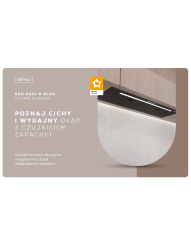 Okap do zabudowy Kernau KBH 0491 B BLDC Steam Sensor 90cm Czarny - oświetlenie LED