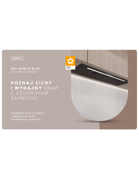 Okap do zabudowy Kernau KBH 0491 B BLDC Steam Sensor 90cm Czarny - oświetlenie LED