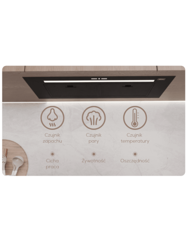 Okap do zabudowy Kernau KBH 0491 B BLDC Steam Sensor 90cm Czarny - filtr aluminiowy