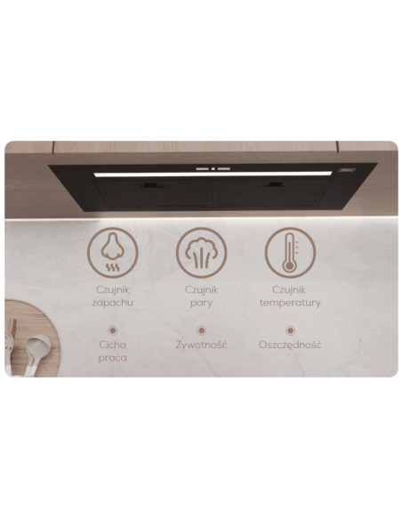 Okap do zabudowy Kernau KBH 0491 B BLDC Steam Sensor 90cm Czarny - filtr aluminiowy