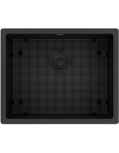 Zlew stalowy KSS U 61.1 1B SS MATT BLACK - widok z przodu