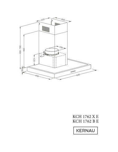 Okap Kernau KCH 1762 X E - widok z boku