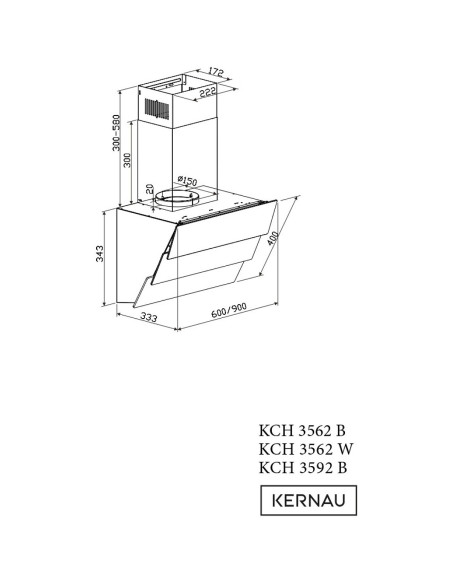 Okap Kernau KCH 3592 W - widok z boku