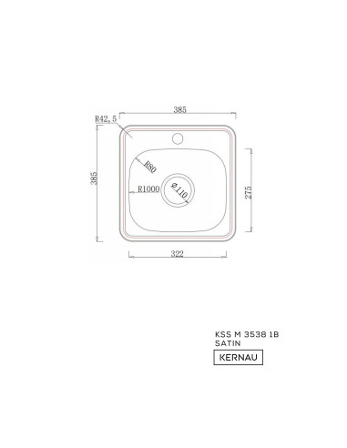 Zlew Kernau KSS M 3538 1B Satin - widok z boku