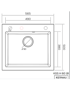 Zlew Kernau KGSH 60 1B PURE WHITE - widok z przodu 2