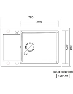 Zlew Kernau KGSH 6078 1B1D Grey Metallic - widok z przodu 2