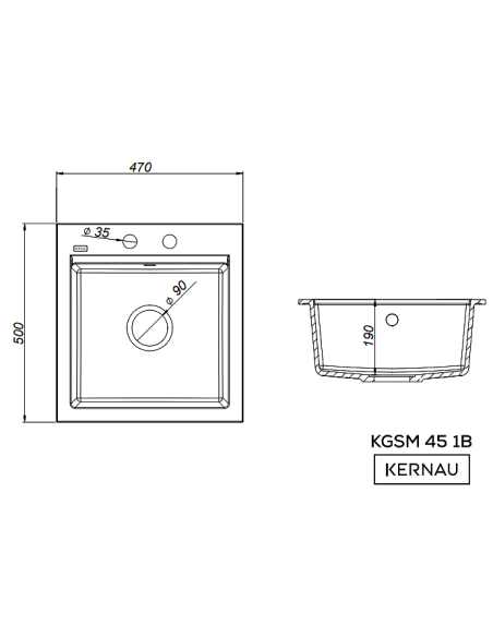 Zlew Kernau KGSM 45 1B Graphite - szczegóły produktu