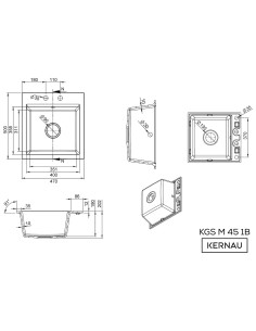 Zlew Kernau KGSM 45 1B Pure White - widok z przodu 2