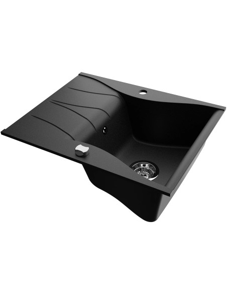 Zlew Kernau KGSO 4565 1B1D Black Metallic - widok z boku